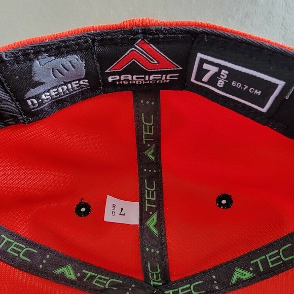 PACIFIC HEADWEAR MENS FITTED "G " Logo HAT Cap SIZE 7⅝ Orange Black - Picture 8 of 10